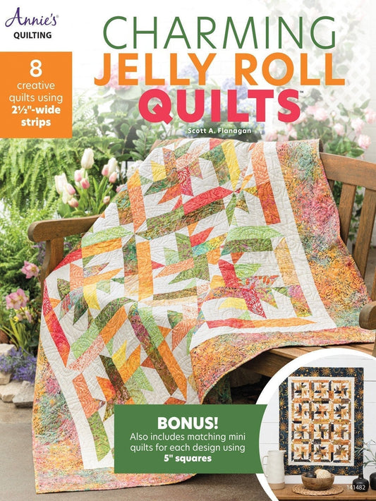 Charming Jelly Roll Quilts Pattern Book, Annie's Quilting 141482, Jelly roll and Charm Pack Pattern Book, 8 Projects