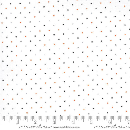 Twinkle - Ghost Halloween Stars Polka Dot White Fabric, Moda 24106 11, Halloween Background Fabric, April Rosenthal, By the Yard