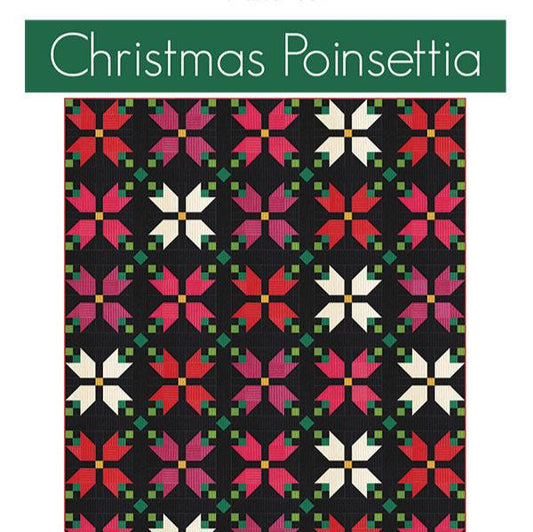 Ombre Christmas Poinsettia Quilt Pattern, V and Co VC1273, Ombre Christmas Xmas Flower Oversized Throw Quilt Pattern