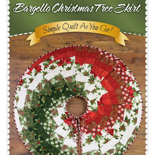 Bargello Christmas Tree Skirt Quilt Pattern, Shabby SF50041, Quilt as You Go QAYG Tree Skirt Pattern