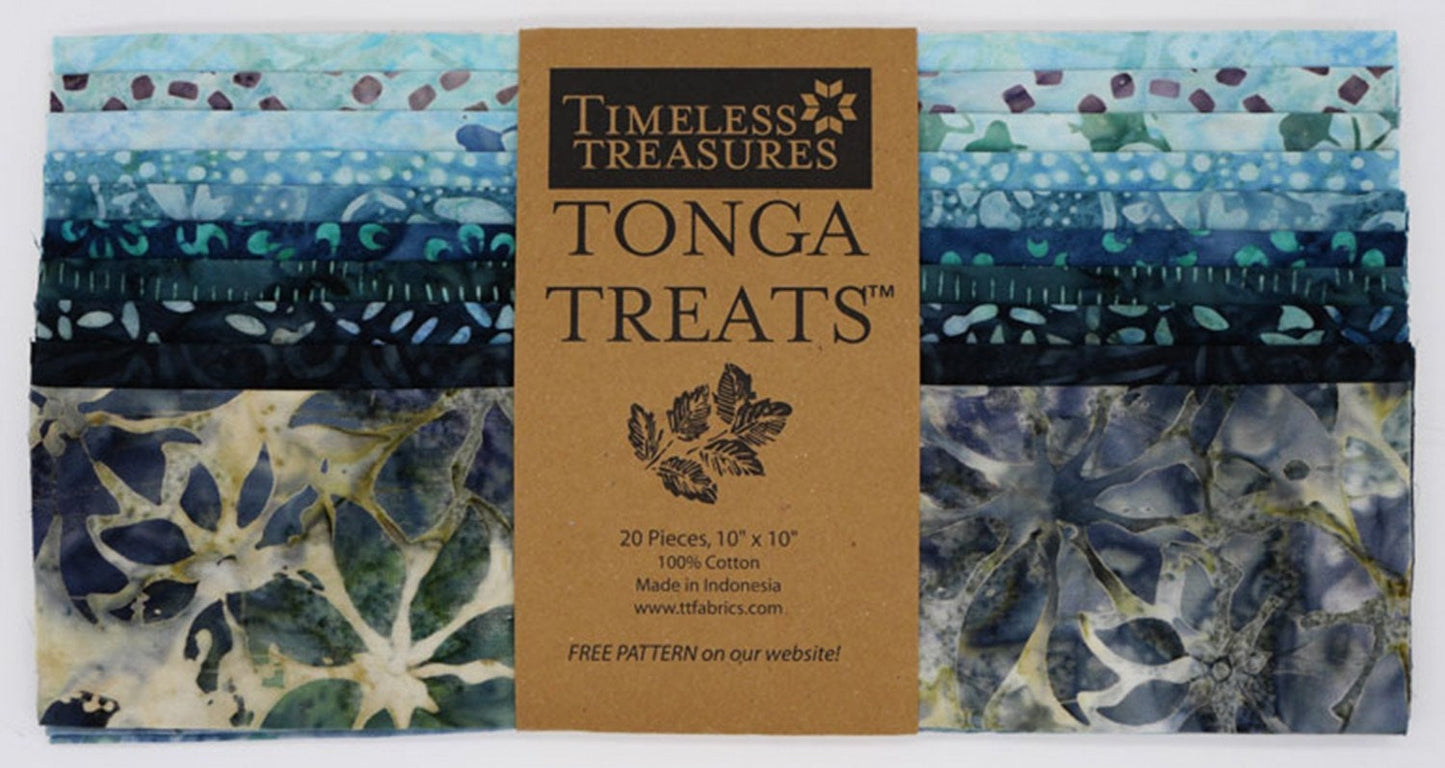 Tonga Oasis Shortcake, Timeless Treasures Treat SHORTCAKE-Oasis, 10" Precut Batik Junior Layer Cake Fabric Squares, Layer Cake Fabric