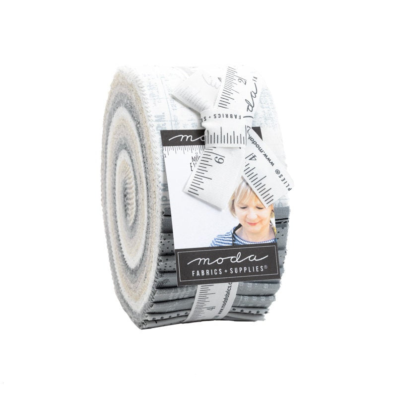 LAST CALL Modern Background Even More Paper Jelly Roll, Moda 1762JR, 2.5" Precut Fabric Strips, Neutral Text Themed Fabric, Zen Chic