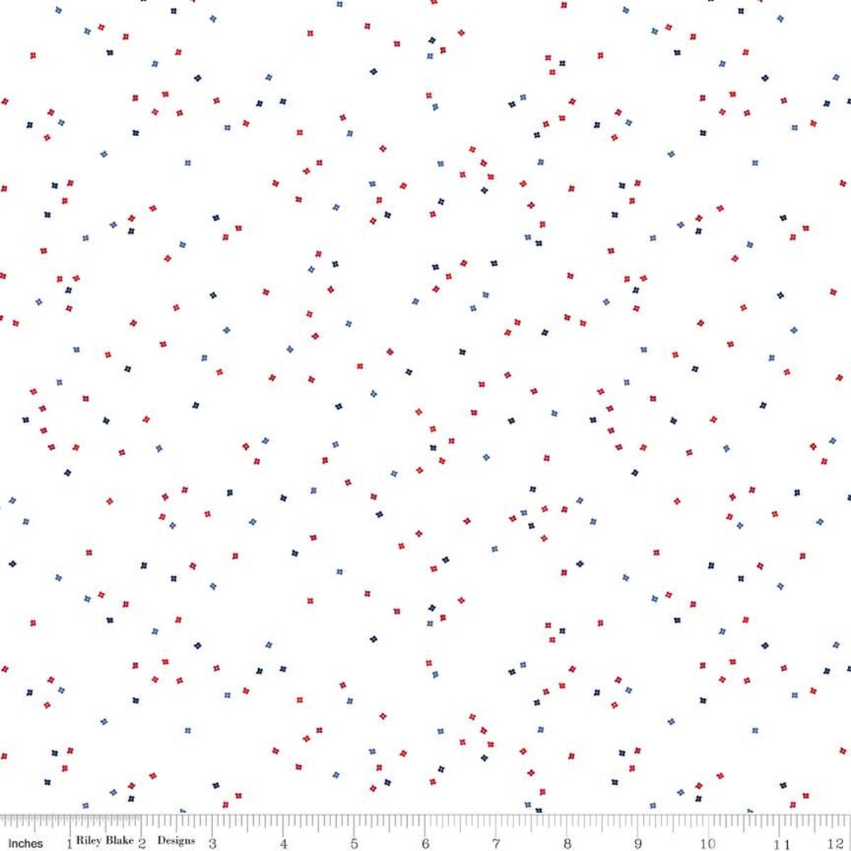 REMNANT 32" of Blossom - Patriotic Polka Dot Fabric, Riley Blake C730-UncleSam, Patriotic Blender Fabric, Cotton Quilt Apparel Fabric