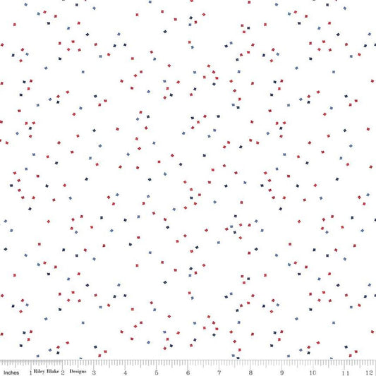 REMNANT 1 Yard 7" of Blossom - Patriotic Polka Dot Fabric, Riley Blake C730-UncleSam, Patriotic Blender Fabric, Cotton Quilt Apparel Fabric