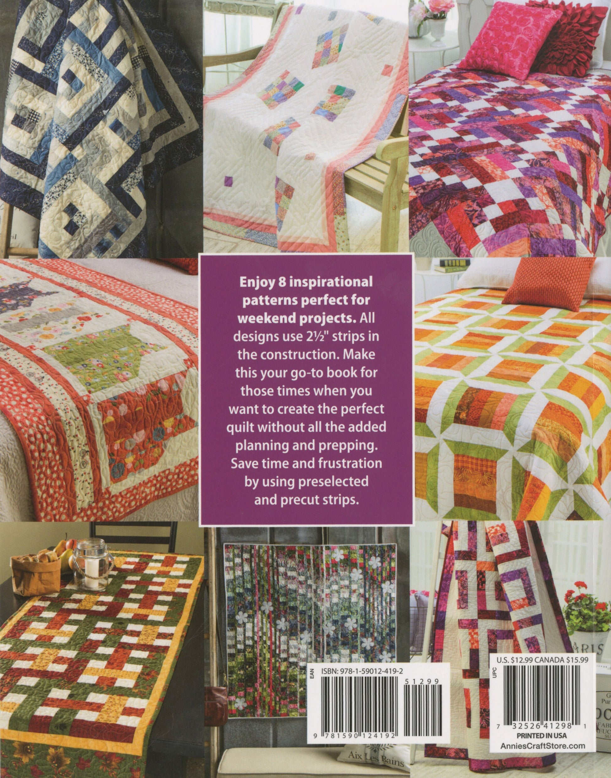 More Jelly Roll Quilts Pattern Book, Annie's Quilting 141398, Jelly Roll 2.5" Strips Quilt Pattern Book, 8 Projects