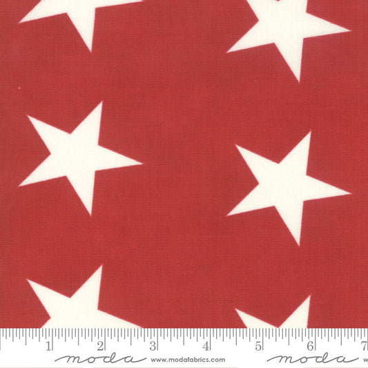 REMNANT 3 Yards 9" of 108" Star Bunting - White Stars on Red Wide Quilt Back Fabric, Moda 11179 20, Patriotic Quilt Backing, Minick Simpson
