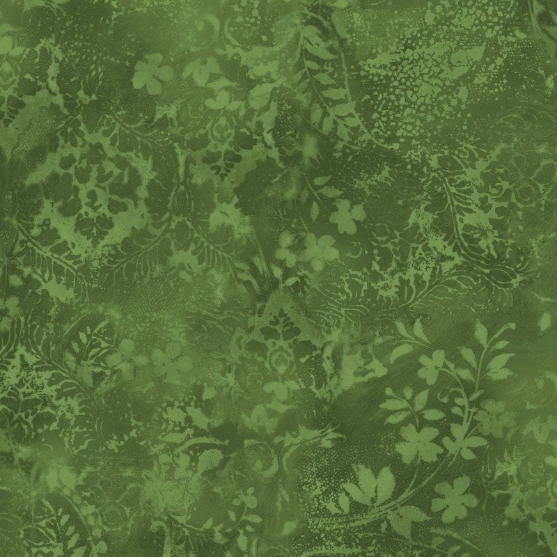 REMNANT 2 Yards 13" of 108" Green Vintage Damask Wide Quilt Back Fabric, MASQBD105-G, Maywood Studio Beautiful Backings, Wide Quilt Backing