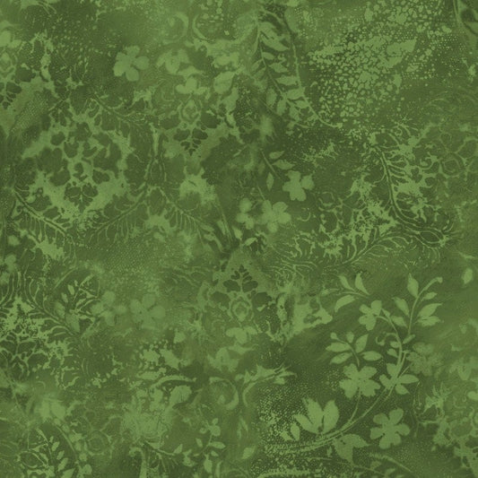 REMNANT 2 Yards 13" of 108" Green Vintage Damask Wide Quilt Back Fabric, MASQBD105-G, Maywood Studio Beautiful Backings, Wide Quilt Backing