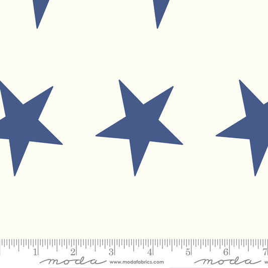 REMNANT 2 Yards 14" of 108" Star Bunting - Blue Stars White Wide Quilt Back Fabric, Moda 11179 21, Patriotic Quilt Backing, Minick Simpson