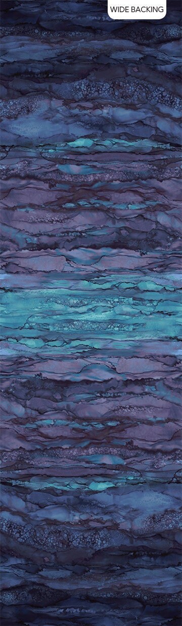 REMNANT 2 Yards 7" of 108" Bliss Ombre Ensemble - Blue Tonal Ombre Stripe Wide Back Fabric, Northcott B24345-49, Wide Quilt Backing Fabric