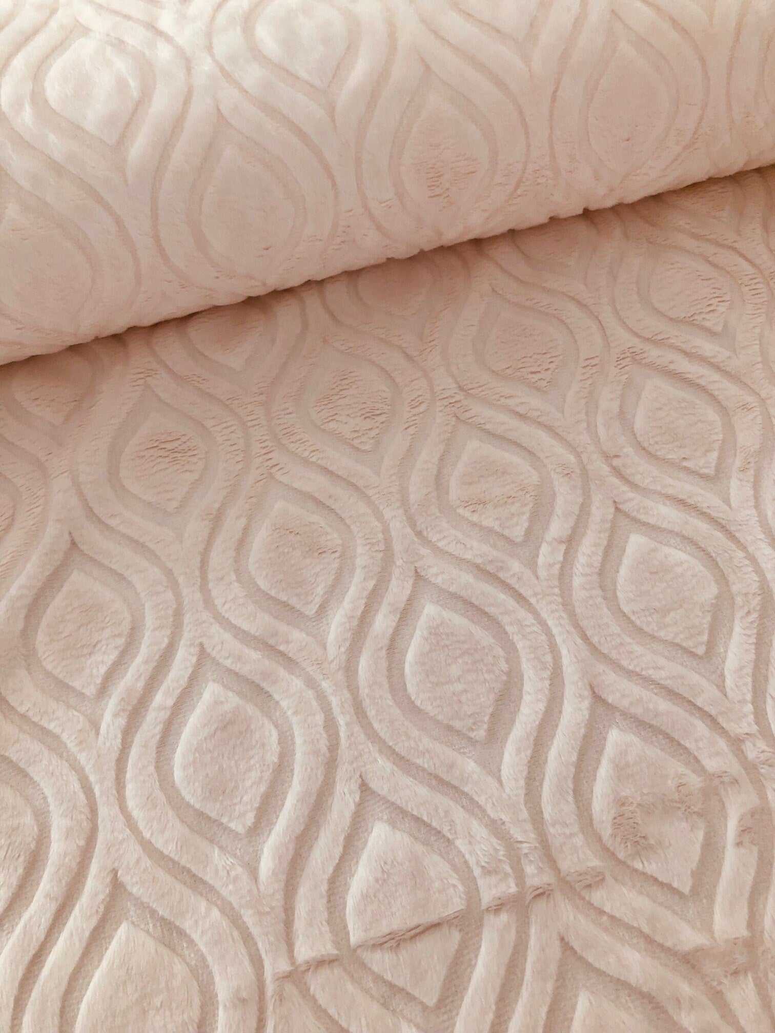 REMNANT 1 Yard 8" of Cuddle Cloth - Ivory Marquise Kozy Minky Embossed Fabric, Shannon SHAMC-Ivo, Solid Fuzzy Fbric