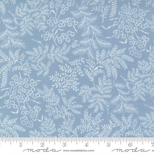 Nantucket Summer - Light Blue Leaf Vine Tonal Blender Fabric, Moda 55261 24, Blue Cream Blender Fabric, Camille Roskelley, By the Yard