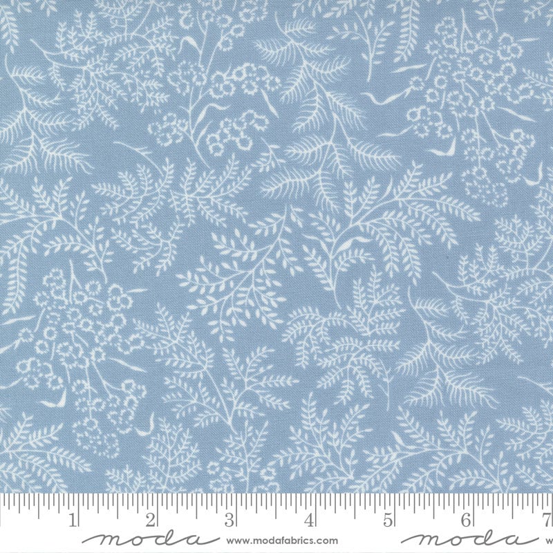 Nantucket Summer - Light Blue Leaf Vine Tonal Blender Fabric, Moda 55261 24, Blue Cream Blender Fabric, Camille Roskelley, By the Yard
