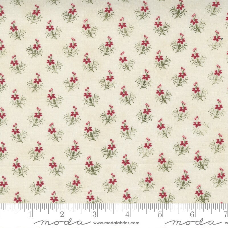 Poinsettia Plaza Charm Pack, Moda 44290PP, Precut 5" Charm Pack Fabric Squares, Paisley Floral Christmas Fabric, Shabby Chic, 3 Sisters