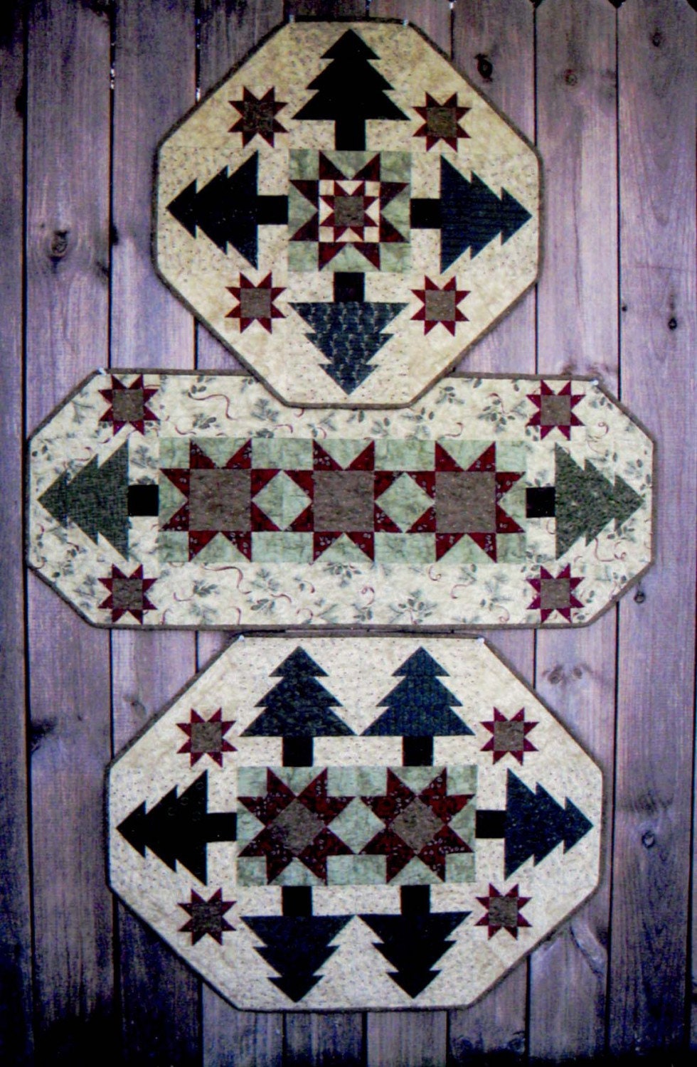 Winter Stars Quilt Pattern, Suzanne's Art House SAH151, Christmas Xmas Trees and Stars Table Runner Topper Quilt Pattern