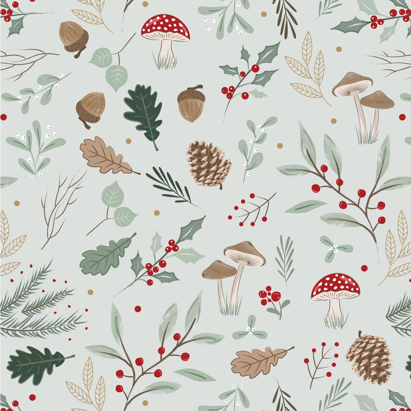 Foraging in the Forest, The Craft Cotton Company 2898C-01, 5 Piece Christmas Xmas Fat Quarter FQ Bundle, 18 x 22 Fabric Cuts