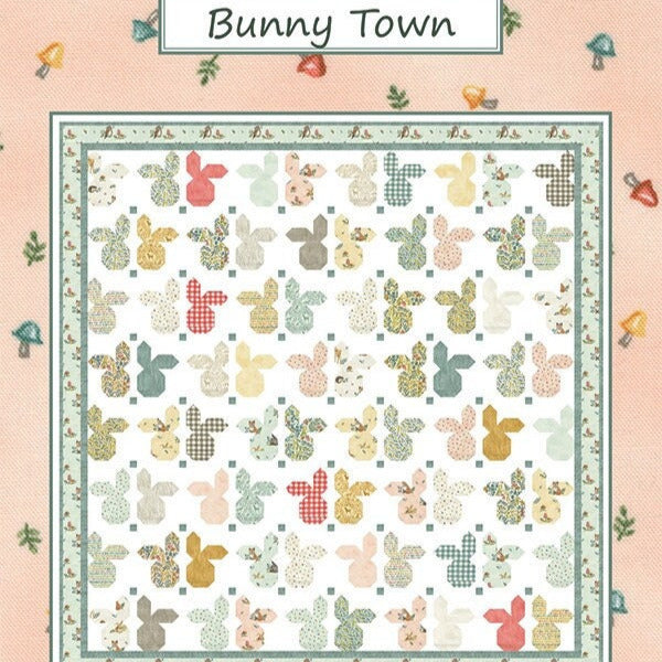 Bunny Town Quilt Pattern, Coach House Designs CHD2116, Layer Cake Friendly Bunny Bunnies Easter Rabbit Lover Throw Quilt Pattern