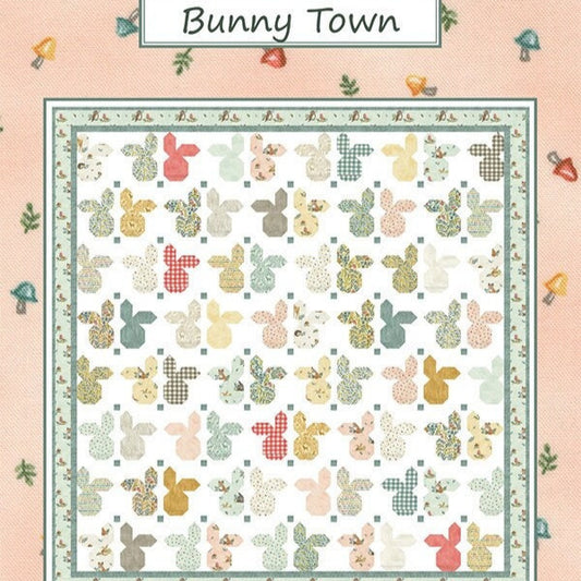 Bunny Town Quilt Pattern, Coach House Designs CHD2116, Layer Cake Friendly Bunny Bunnies Easter Rabbit Lover Throw Quilt Pattern