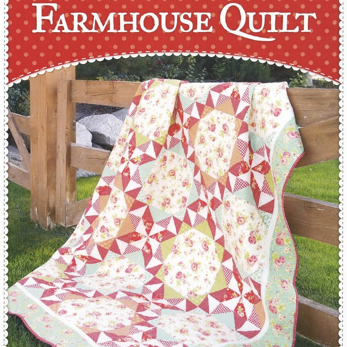 LAST CALL Farmhouse Quilt Pattern, Shabby Fabrics SF48692, Pinwheels HST Large Focal Print Quilt Pattern