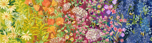 REMNANT 29" of Wild Blossoms - Floral Ombre Fabric, Moda 48730 11 Rainbow, Large Print Multicolored Floral Cotton Quilting Fabric, Pickens