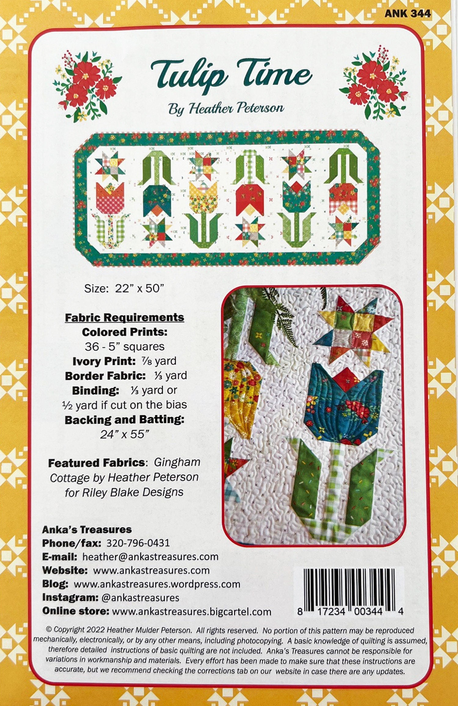 LAST CALL Tulip Time Quilt Pattern, Anka's Treasures ANK344