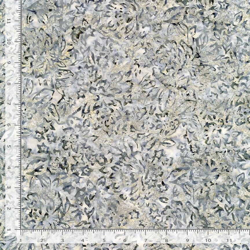 REMNANT 90" x 108" XTONGA - Gray Tonal Batik Wide Quilt Back Fabric, Timeless Treasures B8826 Ash, Dancing Jazz Flowers Wide Backing Fabric