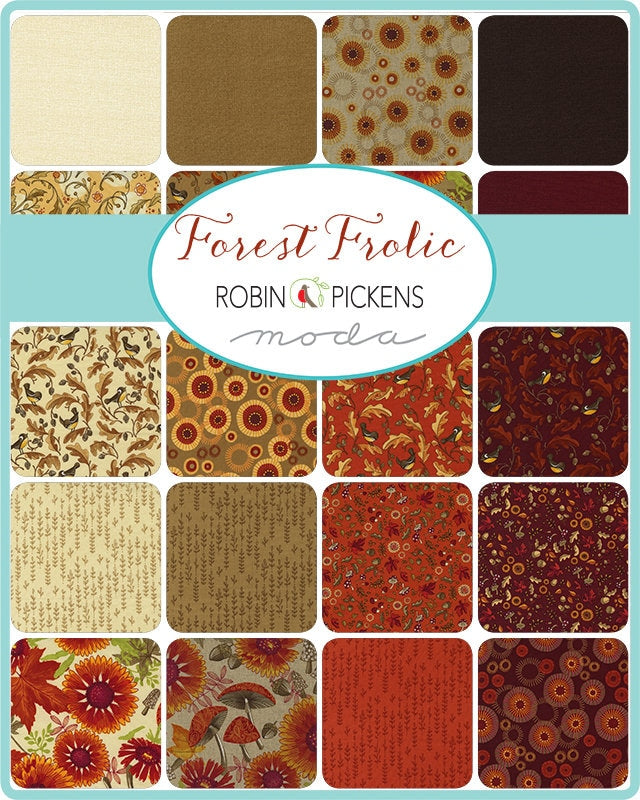 Forest Frolic Layer Cake, Moda 48740LC, Autumn Fall Floral Quilt Fabric, 10" Precut Fabric Squares, Robin Pickens