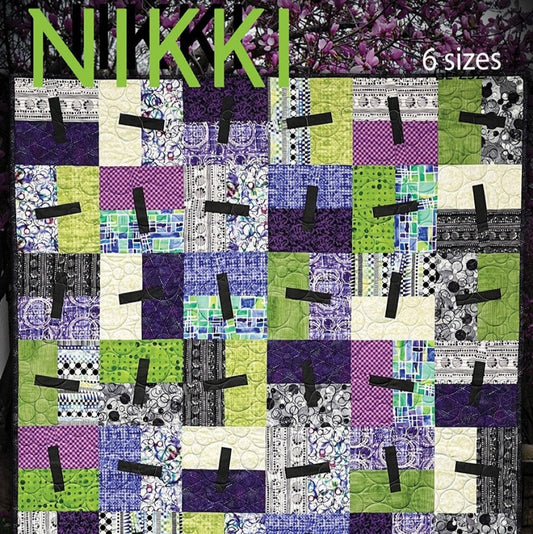 Nikki Quilt Pattern, GE Designs GE233, Layer Cake Friendly Crib Lap Twin Full Queen King Bed Quilt Pattern, Stripology Ruler Pattern