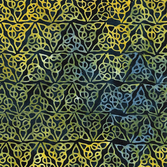 Citron Breeze Stack, Island Batik, 10" Precut Green Blue Celtic Batik Fabric Squares