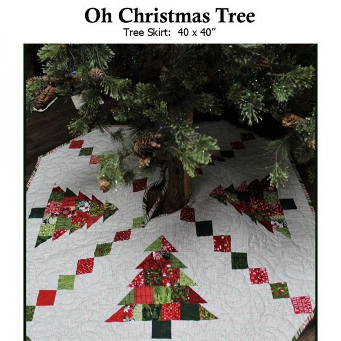 Oh Christmas Tree Skirt Quilt Pattern, Creek Side Stitches CSS377, Charm Pack Squares Friendly, Quilted Christmas Xmas Tree Skirt