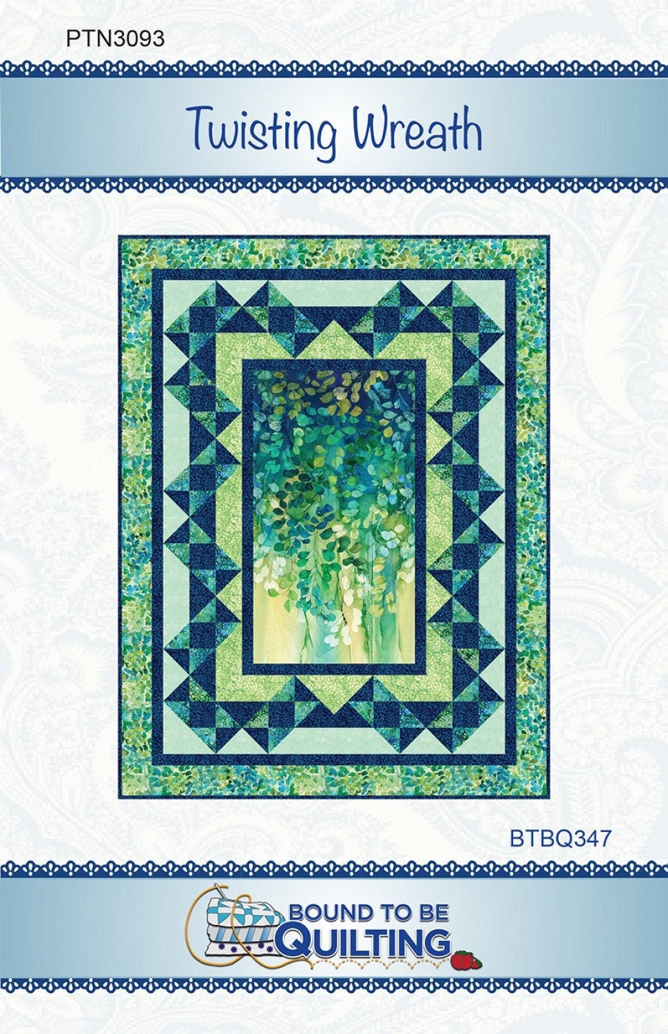 Twisting Wreath Panel Frame Quilt PATTERN, Bound to Be Quilting BTBQ347, Fabric Panel Friendly Throw Quilt Pattern, Panel Frame Pattern