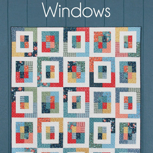 Windows Quilt Pattern, Cluck Cluck Sew CCS218, Layer Cake Jelly Roll Fat Quarter Friendly Outlined Squares Throw Bed Quilt Pattern