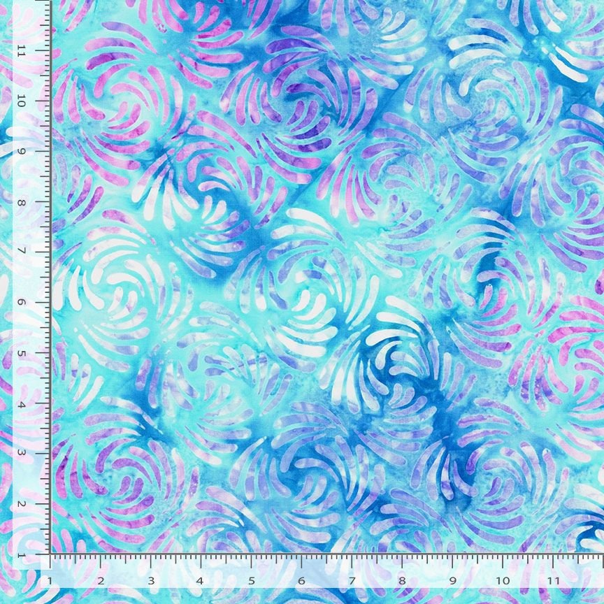 REMNANT 2 Yards 33" of 108" XTONGA - Swirly Water Drops Blue Purple Batik Wide Quilt Back Fabric, Timeless Treasures Xtonga B2184 DREAMER