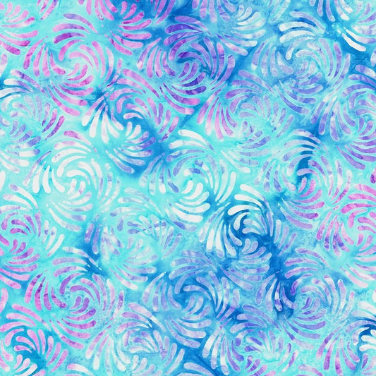 REMNANT 2 Yards 33" of 108" XTONGA - Swirly Water Drops Blue Purple Batik Wide Quilt Back Fabric, Timeless Treasures Xtonga B2184 DREAMER