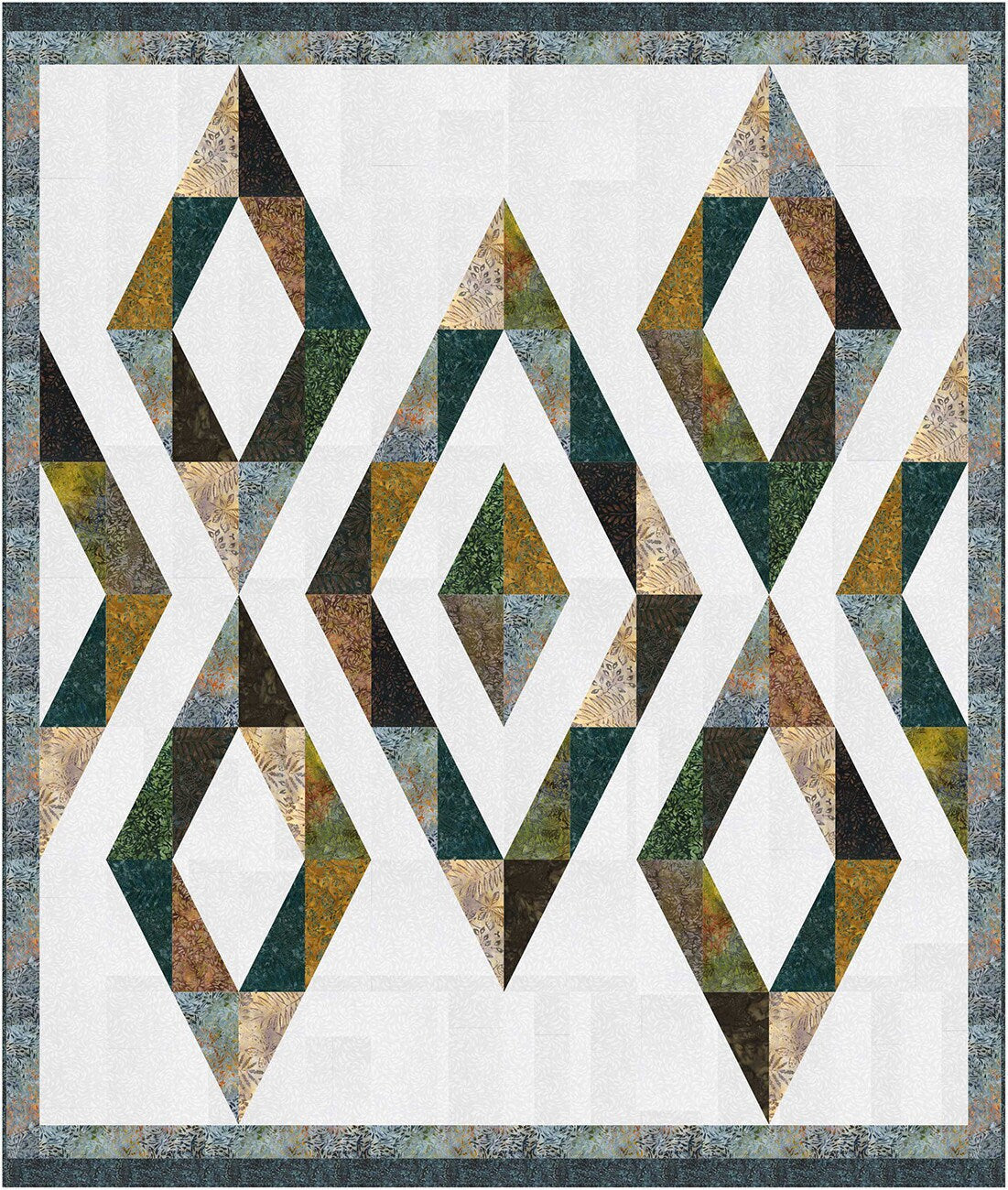 Diamond Heist Quilt Pattern, Marlous Designs MD98, Fat Quarter FQ Friendly, Contemporary Diamonds Lap Twin Queen Quilt Pattern