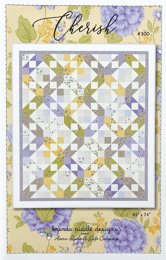 Cherish Quilt Pattern, Acorn Quilt and Gift AQG300, Fat Eighths Friendly, Patchwork Star Quilt Pattern, Brenda Riddle