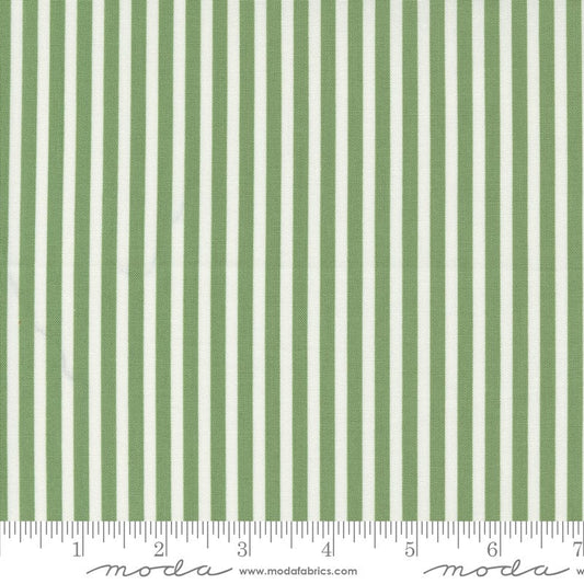 Shoreline - Simple Green Stripes Fabric, Moda 55305 15, Green Cream Striped Fabric, Camille Roskelley, By the Yard