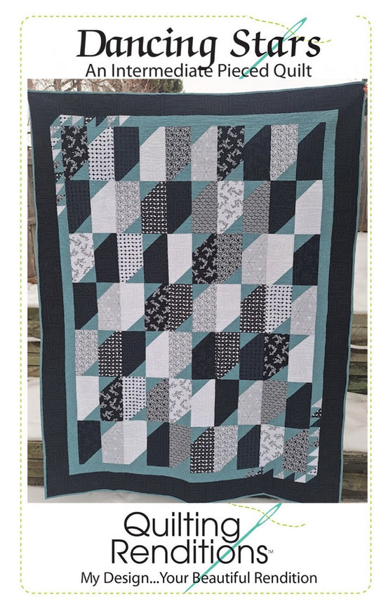 Dancing Stars Quilt Pattern, Quilting Renditions QR1264, 10" Squares Yardage Friendly Lap Throw Quilt Pattern