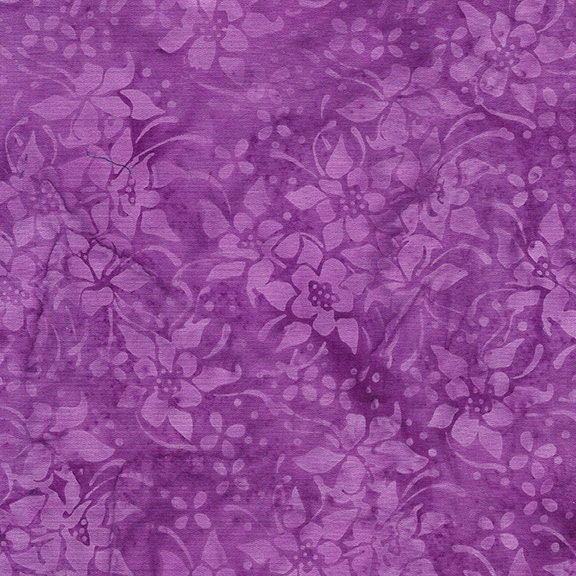 Poetic Bouquet Stack, Island Batik, 10" Precut Fabric Squares, Blue Purple Batik Floral Fabric Squares