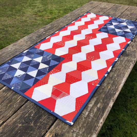 O Say Can You See Patriotic Table Runner Quilt Pattern, Cut Loose Press CLPKMS008, Creative Grids 60 Degree Diamond Tiny Ruler CGR60DIATINY