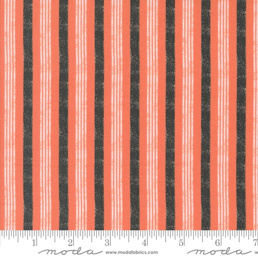 Hey Boo - Soft Pumpkin Halloween Stripe Fabric, Moda 5214 12, Black Orange Striped Halloween Fabric, Lella Boutique, By the Yard