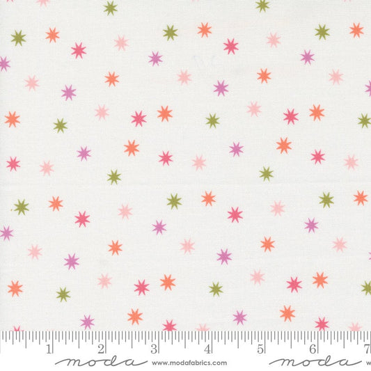 Hey Boo - Ghost Star Dots Halloween Blender Fabric, Moda 5215 11, Multi Stars on White Halloween Fabric, Lella Boutique, By the Yard