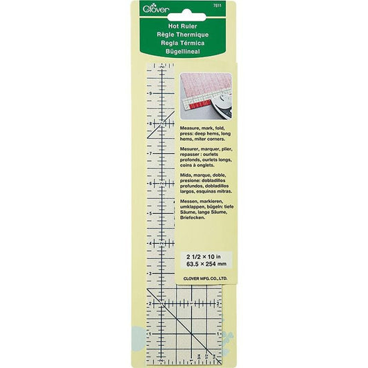 Hot Ruler Heat Resistant Pressing Tool, Clover Needlecraft 7811, Non-slip Heat Resistant Pressing Ruler, Quilting Tool