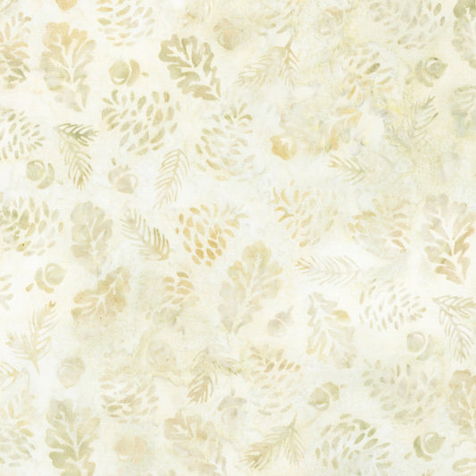 Artisan Batiks Autumn Skies - Mushroom Pine Cones Leaves Neutral Batik Fabric, Robert Kaufman AMD-22527-352 Mushroom, By the Yard