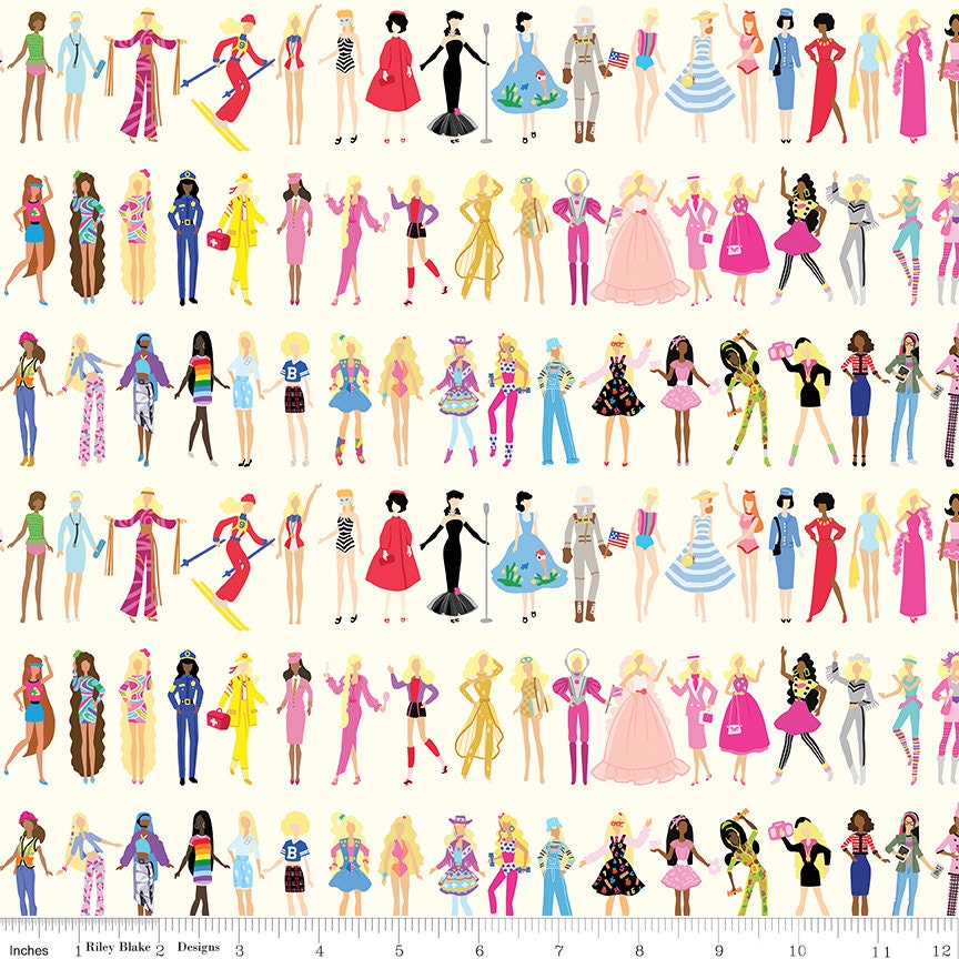 Barbie World 5" Stacker, Riley Blake 5-15020-42, 5" Precut Barbie Doll Licensed Fabric Squares