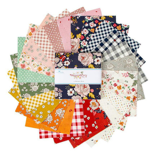 BloomBerry 5" Stacker, Riley Blake 5-14600-42, Precut Floral Quilt Fabric Squares, Minki Kim