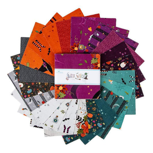 Little Witch 5" Stacker, Riley Blake 5-14560-42, 5" Precut Halloween Quilt Fabric Squares, Jennifer Long, Sew a Story