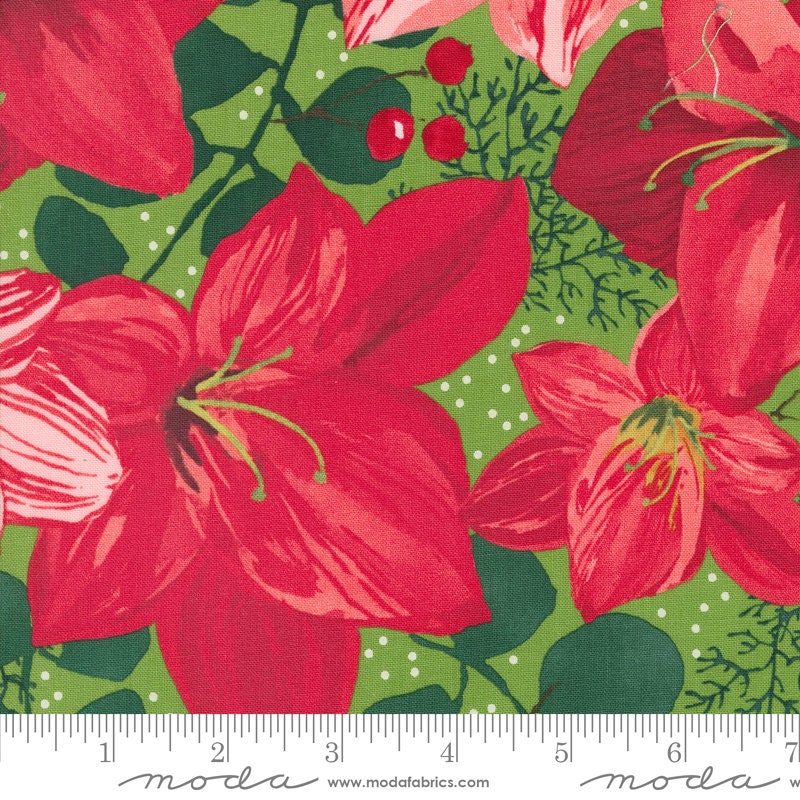 Winterly Layer Cake, Moda 48760LC, 10" Precut Large Print Christmas Xmas Floral Quilting Fabric Squares, Robin Pickens