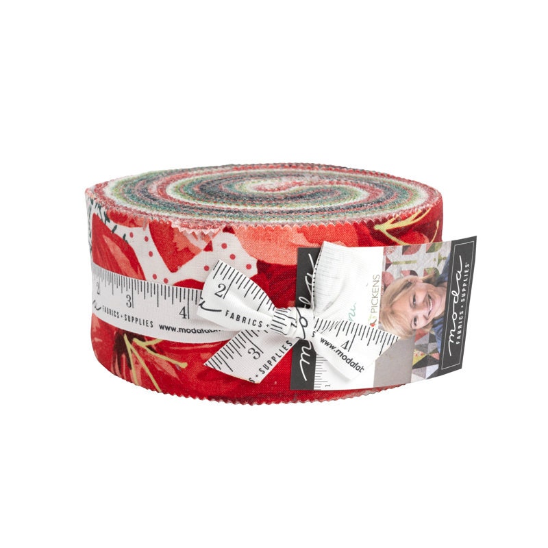 Winterly Jelly Roll, Moda 48760JR, 2.5" Christmas Floral Quilt Fabric Strips, Robin Pickens