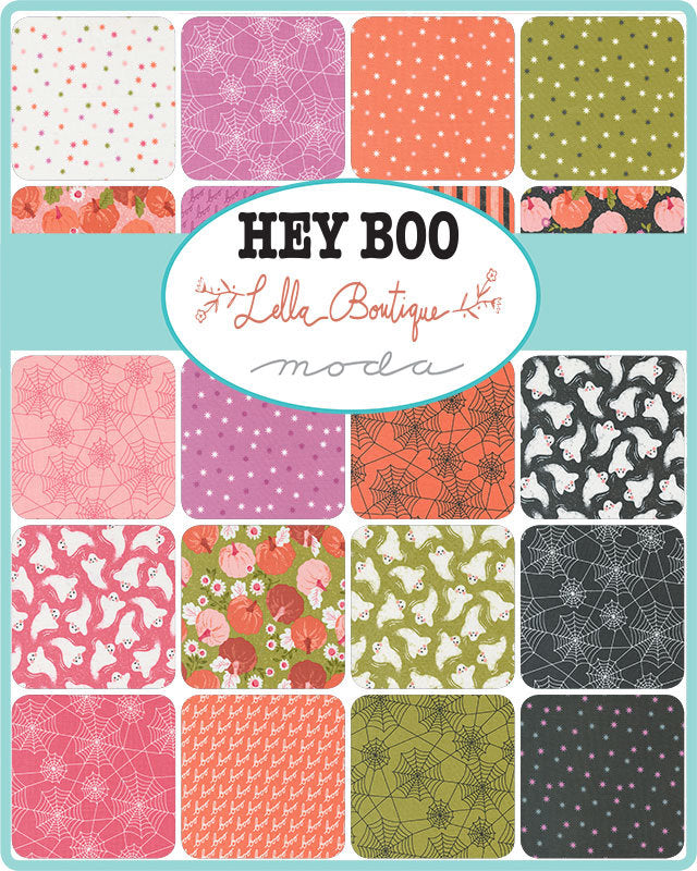Hey Boo Mini Charm Pack, Moda 5210MC, Lella Boutique 2.5" Precut Halloween Quilt Fabric Squares